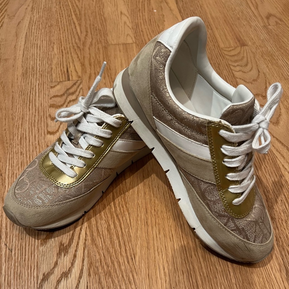 Calvin Klein gold sneakers - size 10 - lightly worn